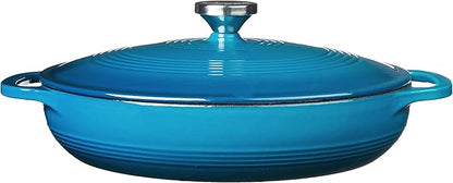 Lodge Essential Enamel Braiser - Refrigerator- & Oven-Safe up to 500° F - Heat-Retaining, Induction-Safe & PFAS-Free Enamel Cookware - 3.5 Quart, Cornflower Blue - Image 2