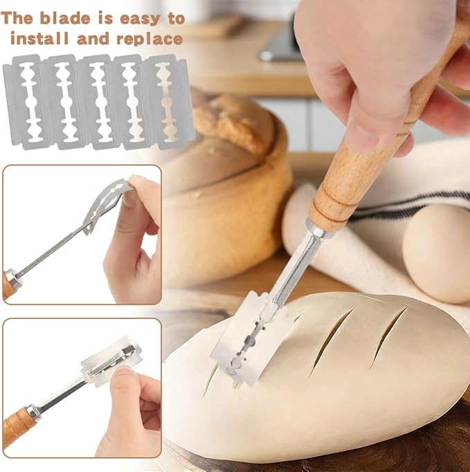Bread Making Tools and Baking Supplies Sets,Danish Dough Whisk with Sourdough Scoring Tool for Bread Pastries Cakes and Pizzas Perfects Gift for Baker(SIZE:7 Pcs)