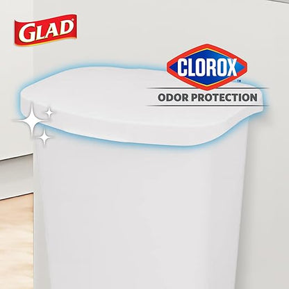 Glad 13 Gallon Trash Can | Plastic Kitchen Waste Bin with Odor Protection of Lid | Hands Free with Step On Foot Pedal and Garbage Bag Rings, 13 Gallon, White - Image 3