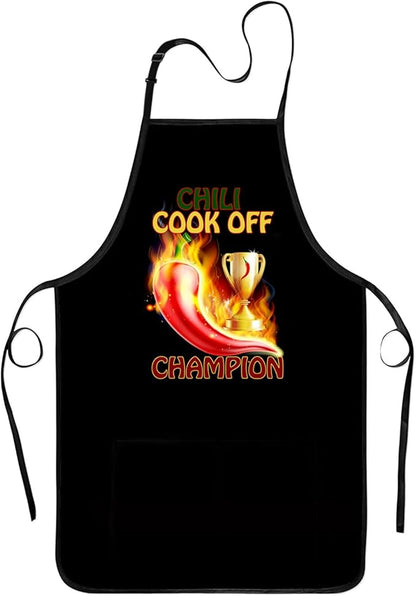 Funny Baking Apron,Baking Apron for Women with Pockets,Funny Chili Cook Off Apron, Cooking Chef Apron with BBQ, Kitchen Work Aprons with Pockets Birthday Dad Creative Gifts by Xmeden