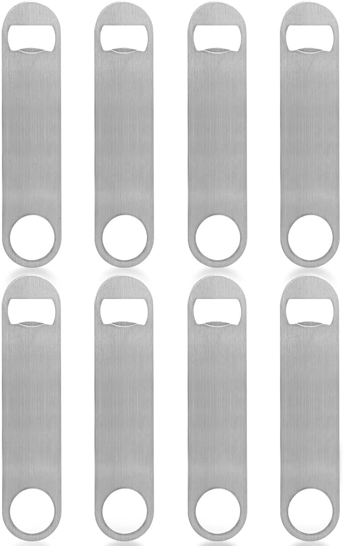 KISEER Heavy Duty Stainless Steel Flat Bottle Opener, 8 Pack Beer Bottle Opener for Kitchen, Bar or Restaurant by KISEER