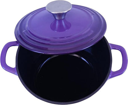 Flavehc Dutch Oven Pot with Lid 2.8 qt Cast Iron Dutch Oven for Bread Baking Purple Enameled Cast Iron Rice Pot with Handels - Image 8