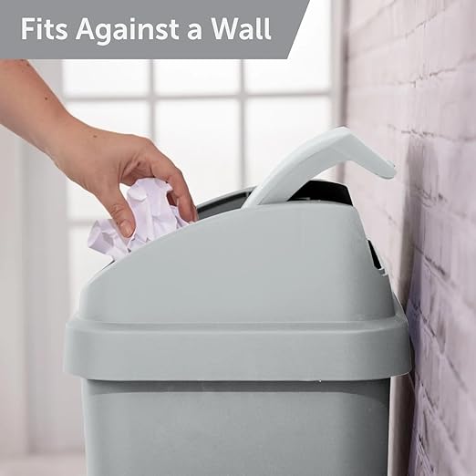 (5 Pack) Kitchen Trash Can, 13 Gallon Plastic Garbage Bin with Swing Top Lid, White, Gray(Gray) - Image 2