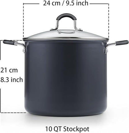 Cook N Home Nonstick Stockpot Soup pot with Lid Professional Hard Anodized 10 Quart, Oven safe - Stay Cool Handles, Black - Image 2