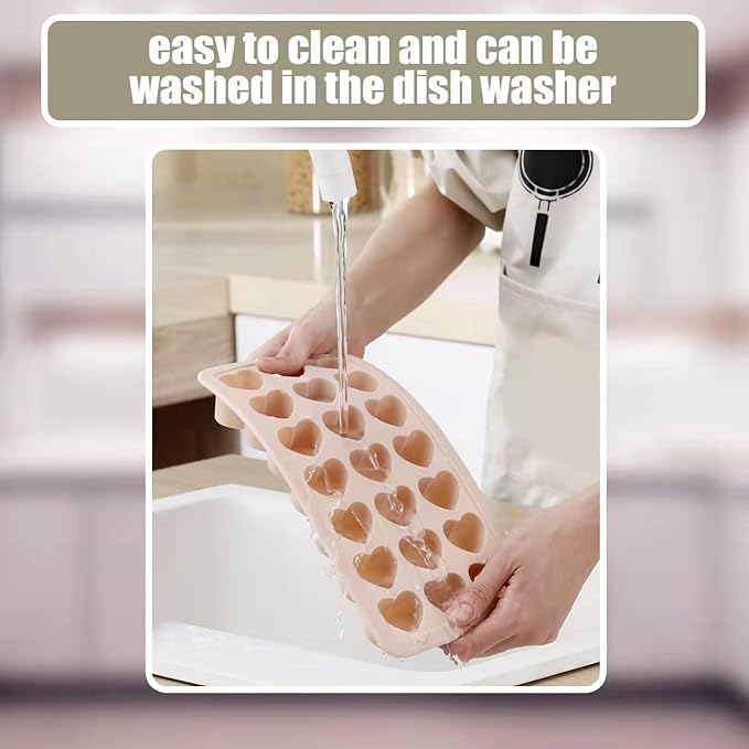 Heart Shape Ice Cube Tray, 21 Holes Silicone Ice Cube Mold with Removable Lid Flexible for Whiskey Cocktail Chocolate (White) - Image 5