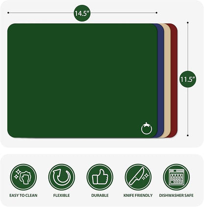 WK Plastic Flexible Cutting Boards for Kitchen Set of 4, Colored Cutting Board Mats with Food Icons, Non-Slip Cutting Mats, BPA Free, Dishwasher Safe - Image 4