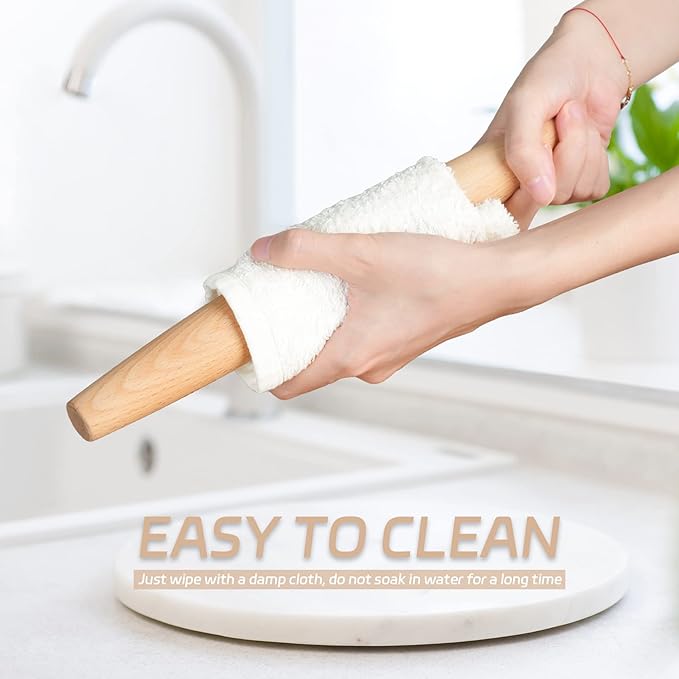 French Rolling Pin for Baking - Tuyotue 11.8 Inches Beech Wood Tapered Rolling Pin Dough Roller for Pizza Dough, Pie Crust Cookie Fondant Dumpling - Image 7