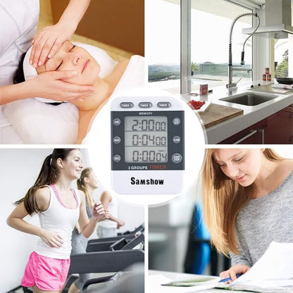 (2 Pack) Digital Kitchen Timers for Cooking Triple Timer Count UP/Down Dual Timer Large LCD Display, Adjustable Volume Loud Alarm, Magnetic Stopwatch, Battery Included White - Image 8