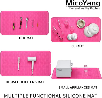 MicoYang Silicone Dish Drying Mat for Multiple Usage,Easy clean,Eco-friendly,Heat-resistant Silicone Mat for Kitchen Counter or Sink,Refrigerator or Drawer Liner Rose 5XL 36inches x 18inches - Image 4