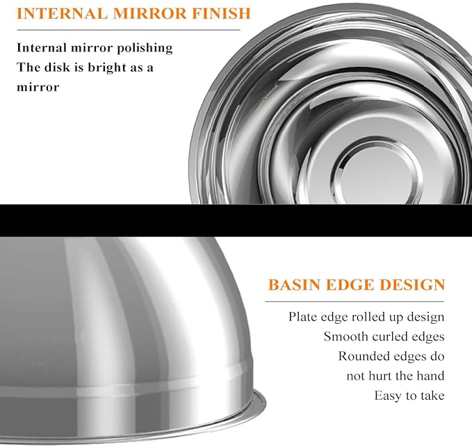 Mixing Bowls, 5Pcs Stainless Steel Mixing Bowl Set, Utensils for the Kitchen, Multifunctional, Stackable, Dishwasher Safe, 3.75L / 3.25L / 2.5L / 2L / 1.3L (With lid) - Image 3