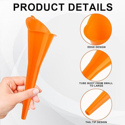 Long-Neck Oil Funnel for Automotive – Multi-Function Plastic Funnel for Oil, Gas & Lubricants – Universal Car Accessory (Orange (1-Pack)) - Image 3