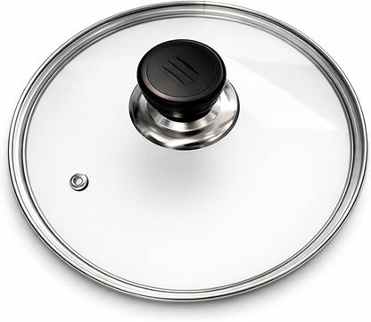 8 Inch Glass Lid for Frying Pan – Tempered Transparent Pot Lid with Stainless Steel Rim & Heat-Resistant Handle, Fits 8″ Skillet, Pan, Wok – Durable See-Through Cookware Cove