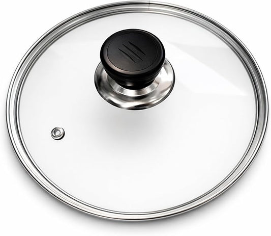 8 Inch Glass Lid for Frying Pan – Tempered Transparent Pot Lid with Stainless Steel Rim & Heat-Resistant Handle, Fits 8″ Skillet, Pan, Wok – Durable See-Through Cookware Cove
