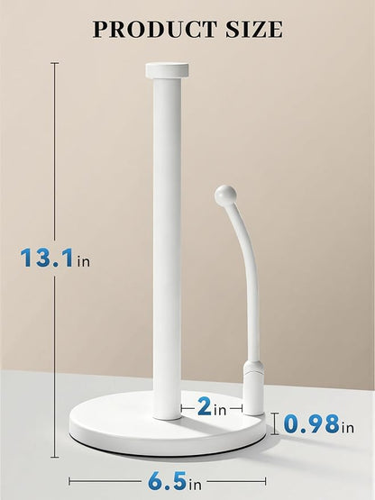 SMARTAKE Paper Towel Holder, Paper Towel Dispenser Standing Weighted Base Non Slip, Spring Arm for Easy Tear, Stainless Steel Paper Towel Holder for Home Kitchen Countertop Tabletop, White - Image 5