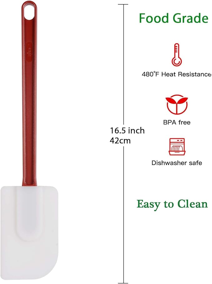 Silicone Rubber Spatula Set of 3, High Heat Commercial Spatula 16 Inch for Cooking (3 Scrapers) - Image 6