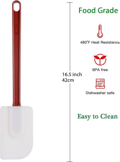 Silicone Rubber Spatula Set of 3, High Heat Commercial Spatula 16 Inch for Cooking (3 Scrapers) - Image 6