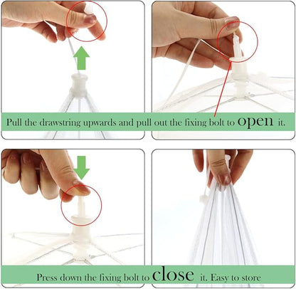 4 Pack Mesh Food Covers, Large and Tall 17x17 Pop-Up Encrypted Plate Serving Tents Reusable Collapsible Umbrella for Outdoors, Parties, Picnics, BBQ