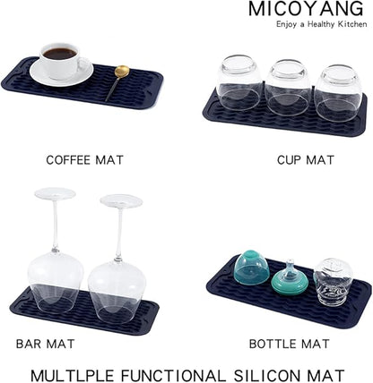 MicoYang Silicone Dish Drying Mat for Multiple Usage,Easy clean,Eco-friendly,Heat-resistant Silicone Mat for Kitchen Counter or Sink,Refrigerator or Drawer Liner Navy Blue S 12 inches x 6 inches - Image 4