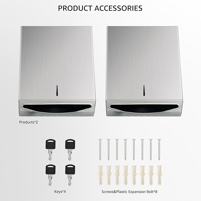 Paper Towel Dispenser Wall Mount - Multifold Trifold Paper Towel Dispensers, Large Capacity Stainless Steel Tissue Holder, Suitable for Bathrooms and Public Places - Image 4