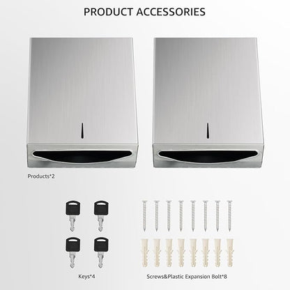 Paper Towel Dispenser Wall Mount - Multifold Trifold Paper Towel Dispensers, Large Capacity Stainless Steel Tissue Holder, Suitable for Bathrooms and Public Places - Image 4