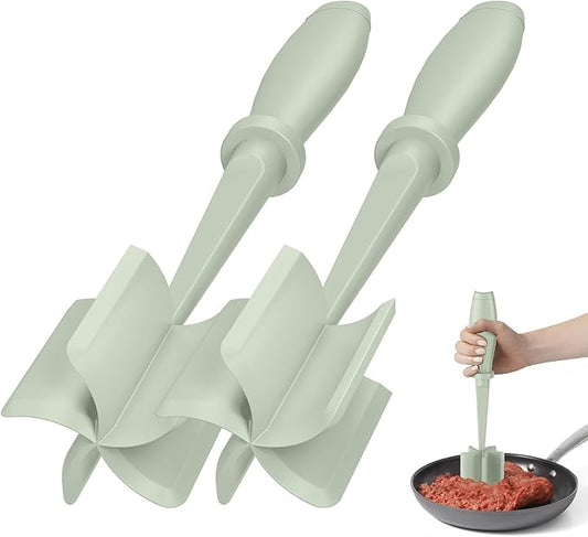 2Pcs Meat Chopper, Hamburger Grinder, Premium Heat Resistant Smasher for Ground Beef, Burger Grinder Nylon Potato Mix Tool-Green by PGYARD