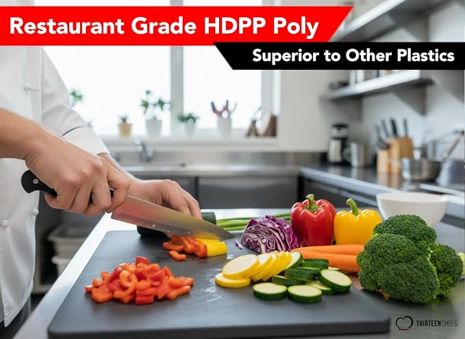 Black Plastic Cutting Board - 18 x 12 Inch Large, 1/2" Thick HDPP Poly for Restaurants and Commercial Kitchens, NSF Stamped - Image 4