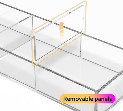 HIIMIEI 3 Section Clear Acrylic Drawer Organizer Tray, Office & Makeup Drawer Organizer (11.8x4.3 inch)