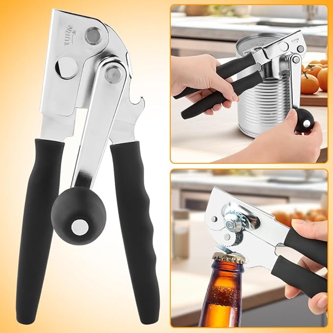 Commercial Can Opener, Crank Can Openers Manual, Heavy Duty Handheld Stainless Steel Cans Opener Bottle Openers with Long 360° Turn Wheel Handle for Seniors Kitchen(SIZE:Magnetic)