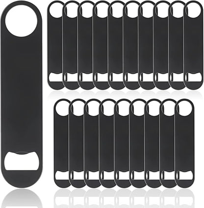 QTLCOHD 20 Pack Flat Bottle Opener 7 Inch Stainless Steel Bottle Openers Bulk Black Beer Bottle Opener Bartender for Kitchen Bar or Restaurant