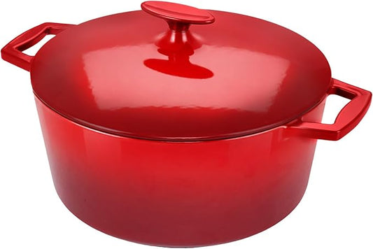 Nuwave 6QT LUX Healthy Enameled Cast Iron Dutch Oven Pot with Lid, Heavy Duty 7-Layer Enamel, Enhanced Rust Protection, Dual Handles, Oven Safe to 500°F for Sourdough Bread Baking, Braise, Stew, Roast