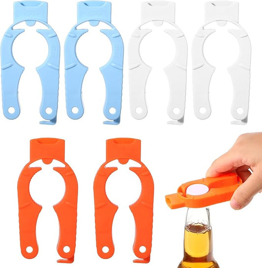 6 Pcs Water Bottle Opener Plastic Bottle Cap Opener Multi-Purpose Orange Soda Can Openers Plastic Jar Grip for Weak Hands Home Kitchen Camping Outdoor Adventure