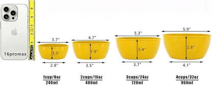 4-Piece Classic Plastic Prep Bowls with Lids, Nesting Plastic Small Mixing Bowl Set for Mixing, Baking, Prepping, Cooking and Serving Food, Microwave and Dishwasher Safe (Yellow) - Image 2