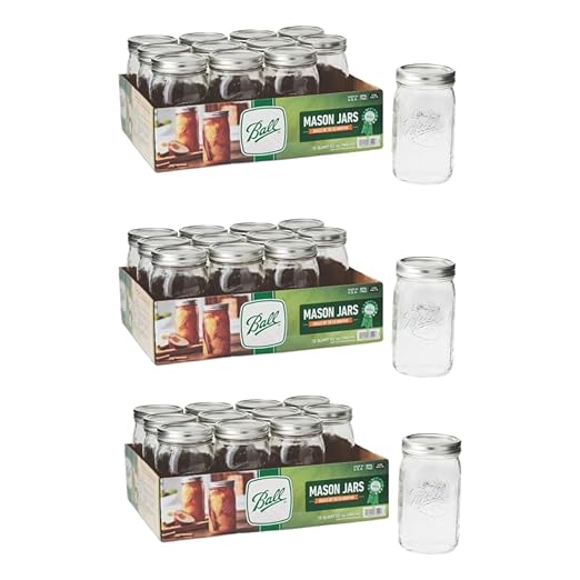 Ball Wide Mouth Glass Mason Jars with Lids and Bands, Used for Canning, Pickling, Juice, Jam, Jelly, Quart Size 32 Ounce (Pack of 36) by BallJar