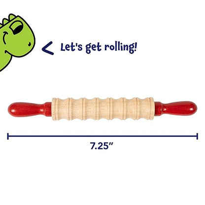 READY 2 LEARN Mini Textured Wooden Rolling Pins | Set of 6 | 7.25 inches | Turning Handles | Rollers for Kids' Dough, Crafts, Imaginative Play