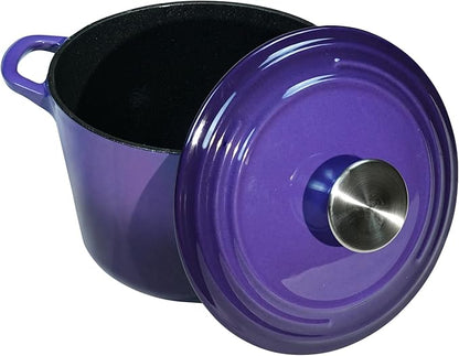 Flavehc Dutch Oven Pot with Lid 1.8 qt Cast Iron Dutch Oven for Bread Baking Purple Enameled Cast Iron Rice Pot with Handels - Image 5