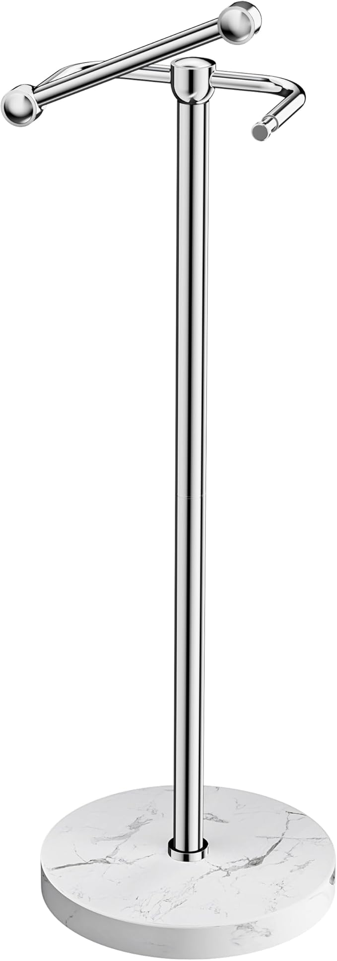RARXTR Toilet Paper Holder Stand, Bathroom Free Standing Toilet Paper Stand with Modern Marble Base, Post Pivoting Toilet Paper Stand with Stainless Steel Tissue Rack, Rust-Proof & Heavy Base(Chrome)