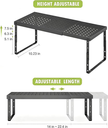 RUILALIFE Expandable Cabinet Organizer Shelf With Adjustable Height, Stackable Kitchen Countertop Organizer Rack, Adjustable Shelf Riser For Kitchen Counter, Pantry, Cupboard, Desk, Tabletop