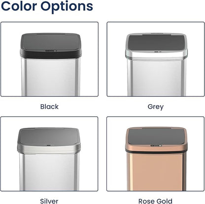 Ninestars 13 Gallon Automatic Trash Can, 50L Touchless Motion Sensor Garbage Can with Odor-Sealing Lid, Rectangular Stainless Steel, Silver Trim - Image 6