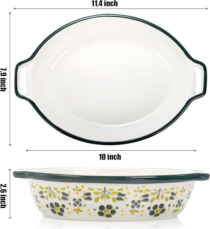 Peohud 3 Pack Ceramic Baking Dishes, 50 Oz Large Casserole Dish for Oven, Oval Au Gratin Pans, Porcelain Bakeware Set Lasagna Pans for Cooking, Cake Dinner, Kitchen, 10 x 7.9 x 2.6 Inches - Image 2