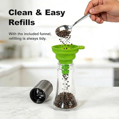 Aelga Pepper Grinder with Silicone Funnel - 4oz Glass Manual Mills with Adjustable Ceramic Core, Refillable Kitchen Gadget - Image 2