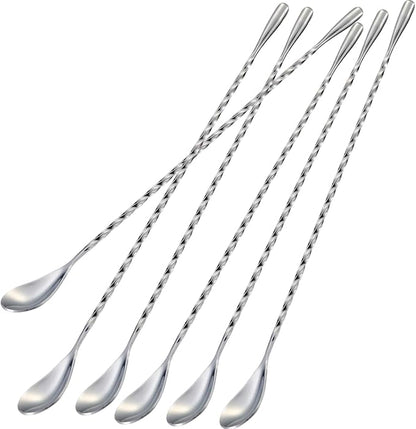 Briout 6 Pieces Bar Spoon, 12 Inches Long Handle Drink Stirrer with Mirror Finished Surface, Stainless Steel Cocktail Mixing Spoons for Drink, Silver by Briout