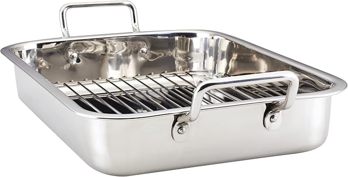 Farberware Classic Traditions Stainless Steel Roaster/Roasting Pan with Rack, 17 Inch x 12.25 Inch - Image 9