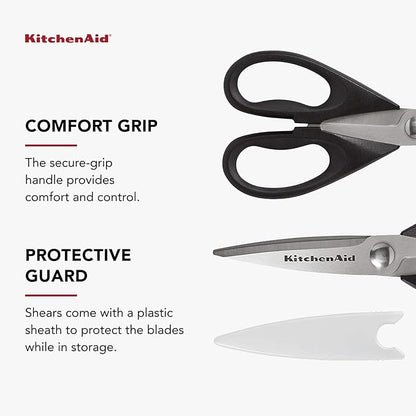 KitchenAid All Purpose Kitchen Shears with Protective Sheath Durable Stainless Steel Scissors, Dishwasher Safe, Soft Grip Comfort Handle, 8.72 Inch, Black, Pack of 12 - Image 8
