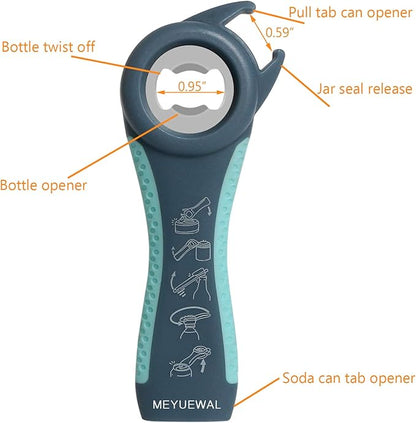 Jar Opener, 5 in 1 Multi Function Can Opener Bottle Opener Kit with Silicone Handle Easy to Use for Children, Elderly and Arthritis Sufferers (New blue) - Image 5