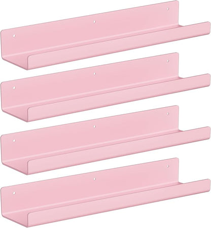 upsimples Acrylic Shelves for Wall Decor, 15" Display Shelf Perfume Organizer for Bathroom, Bedroom, Living Room, Floating Bookshelves for Kids, Pink, 4 Pack - Image 5
