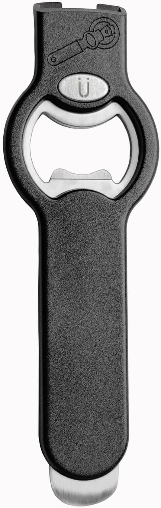 2-in-1 Magnetic Soda Can & Beer Bottle Opener-Dual Magnets for Fridge & Cap Catcher, Heavy Duty Stainless Steel, Perfect for Big Hands,Long nails, RV, Bartender, Gift for Father, Black, Openpro 1 Pack