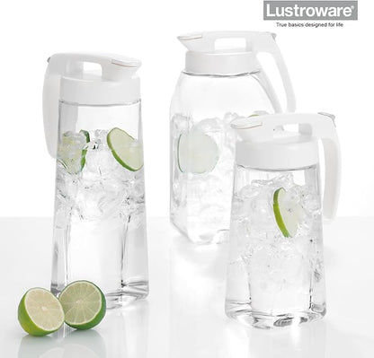 QuickServe Large Airtight Pitcher - 3L (101oz), Heat Resistant, BPA-Free SAN Plastic, One Touch Open & Close, Space-Saving, Made in Japan - White - Image 9