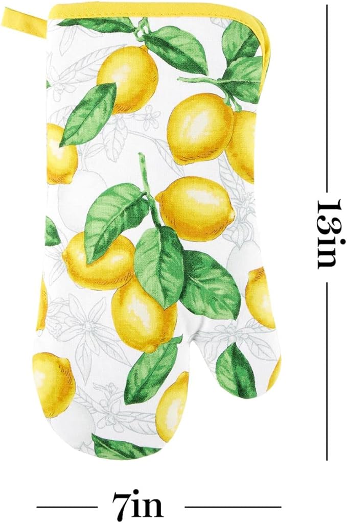 Martha Stewart Lots of Lemons Modern Kitchen Towel, Oven Mitt & Potholder Set, 4-Pack, White-Yellow - Image 10