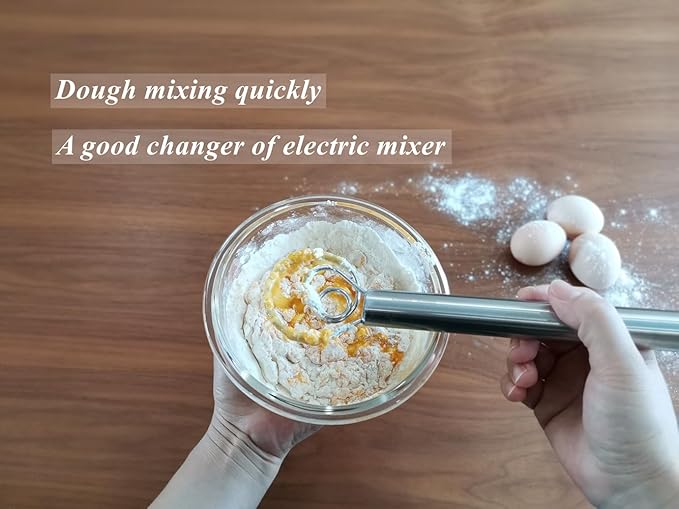Small Ring Danish Dough Whisk Stainless Steel, Suitable for Sourdough Jar, Hand Mixing Tool for Mixing Various Bread Doughs, A Good Baking Starter, Ring Small As An Egg, 9 Inches Length - Image 3