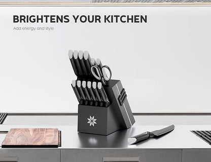 Knife Set - 15 PCS Kitchen Knife Set with Built-in Knife Sharpener Block - Stainless Steel Knife Block Set - Dishwasher Safe, Elegant Box for Men Women, Mothers Day, White - Image 4